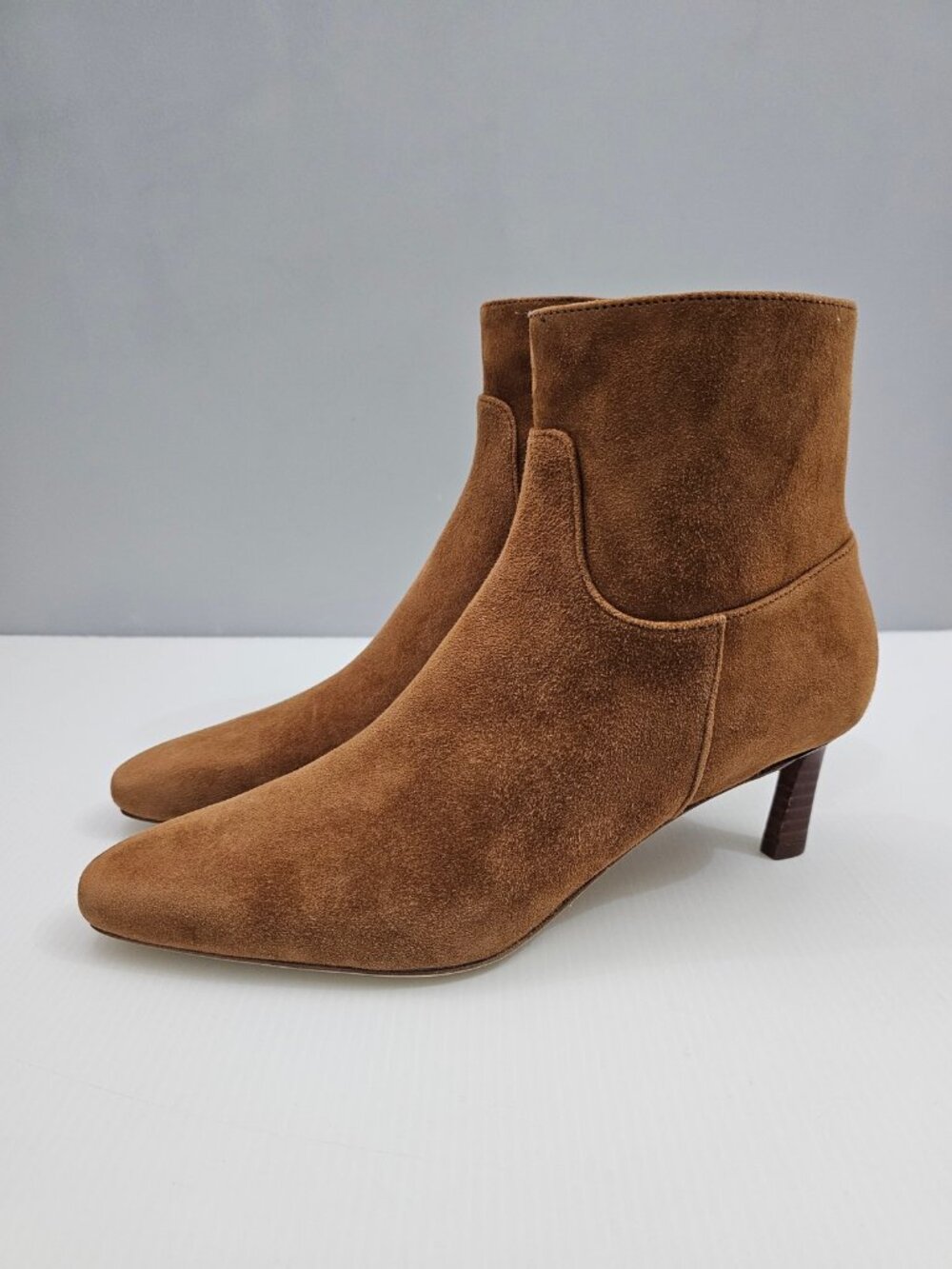 Veronica Beard Kelby Ankle Bootie Womens 7.5 Brown Suede Slim Heel Pointed Toe - Picture 1 of 15